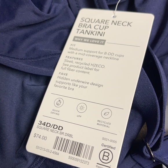 💙 Athleta Square Neck Bra Cup Tankini // Dress Blue - Picture 14 of 14
